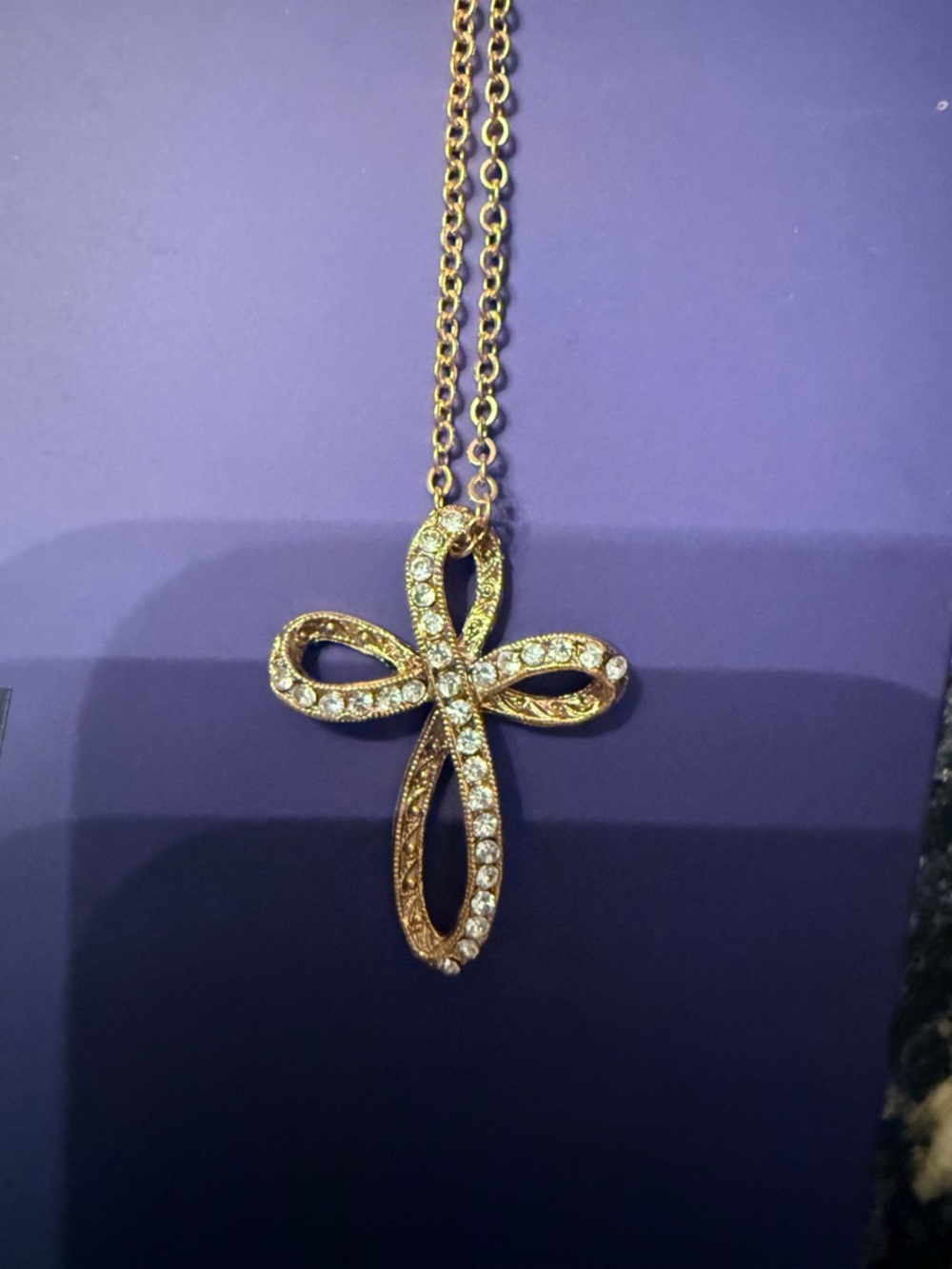1928 jewelry Gold Cross Pendant Necklace